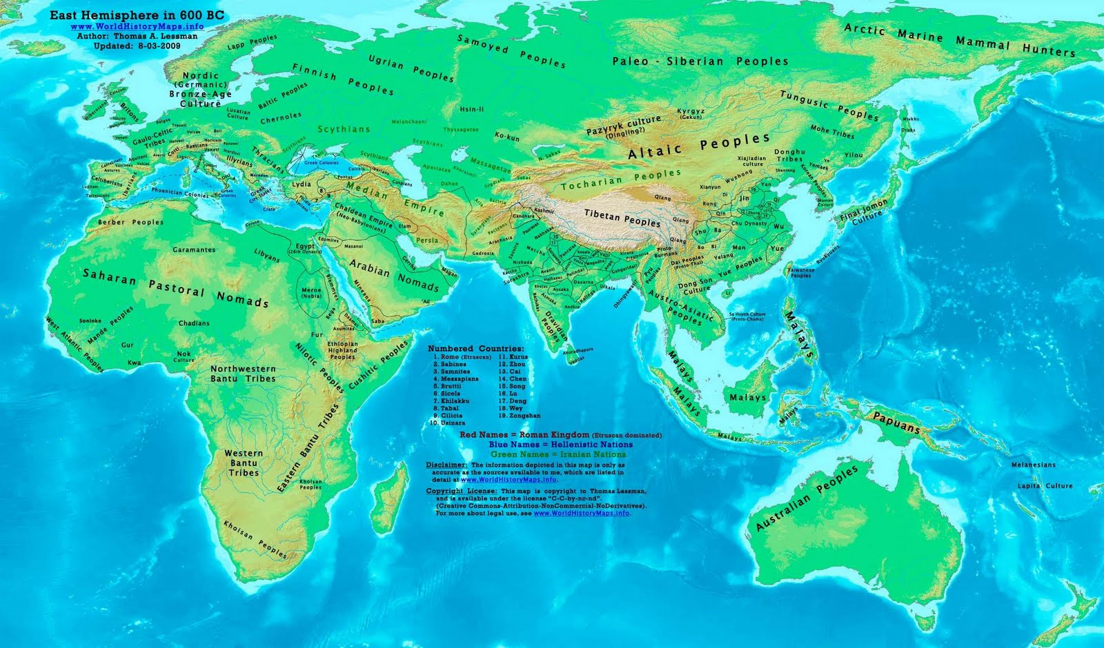 Historical maps: East Hemisphere Historical Map In 600 BC