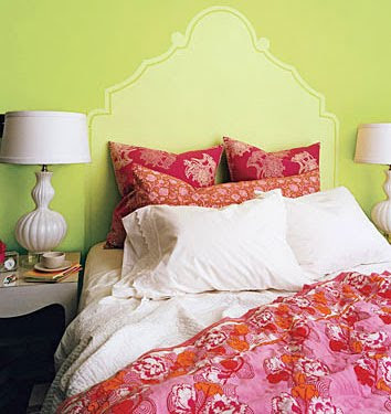 bed with pretty pillows