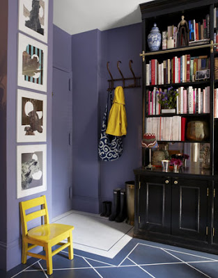 Apartment entryway painted purple