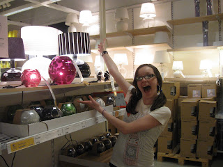 Girl showing shelves