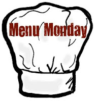 A cartoon drawing of a chef\'s hat with the words, \"Menu Monday\" written across it. 