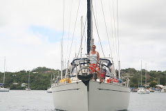 Picking up a mooring in Nieafu