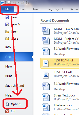 what is the file tab in word 2010