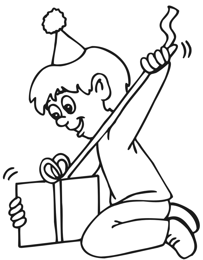 Boy Opening Birthday Present Coloring Pages Disney Gifts