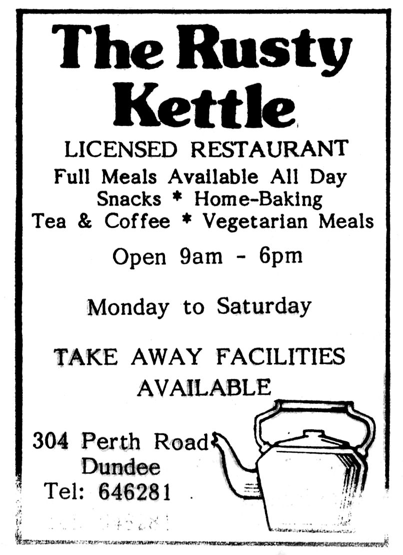RETRO DUNDEE THE RUSTY KETTLE AD 1988