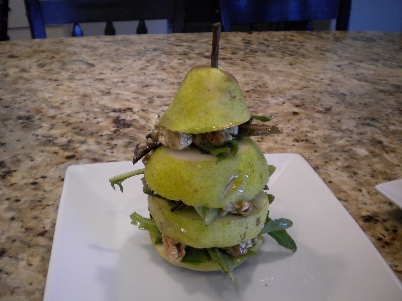 Step by Step Gourmet Vertical Pear Salad with Blue Cheese Vinaigrette