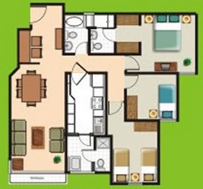 Interior design: Planos de departamentos gratis y pequeños en 70 m2 y 80 m2