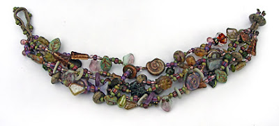 finger weaving, bracelet by Robin Atkins, bead artist