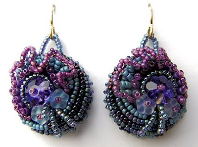 beaded button earrings by Robin Atkins