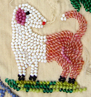 vintage bead embroidery, dog design, Robin Atkins collection