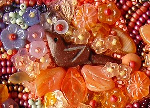 bead journal project, Robin Atkins, bird detail, bead embroidery