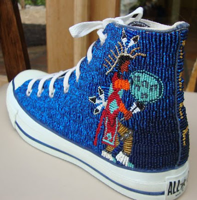 beaded sneaker by Teri Greeves, Native American bead artist