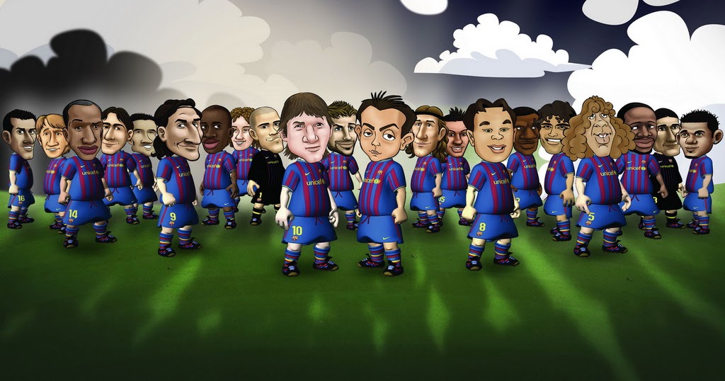 soccer wallpaper: Barcelona Cartoon Wallpaper