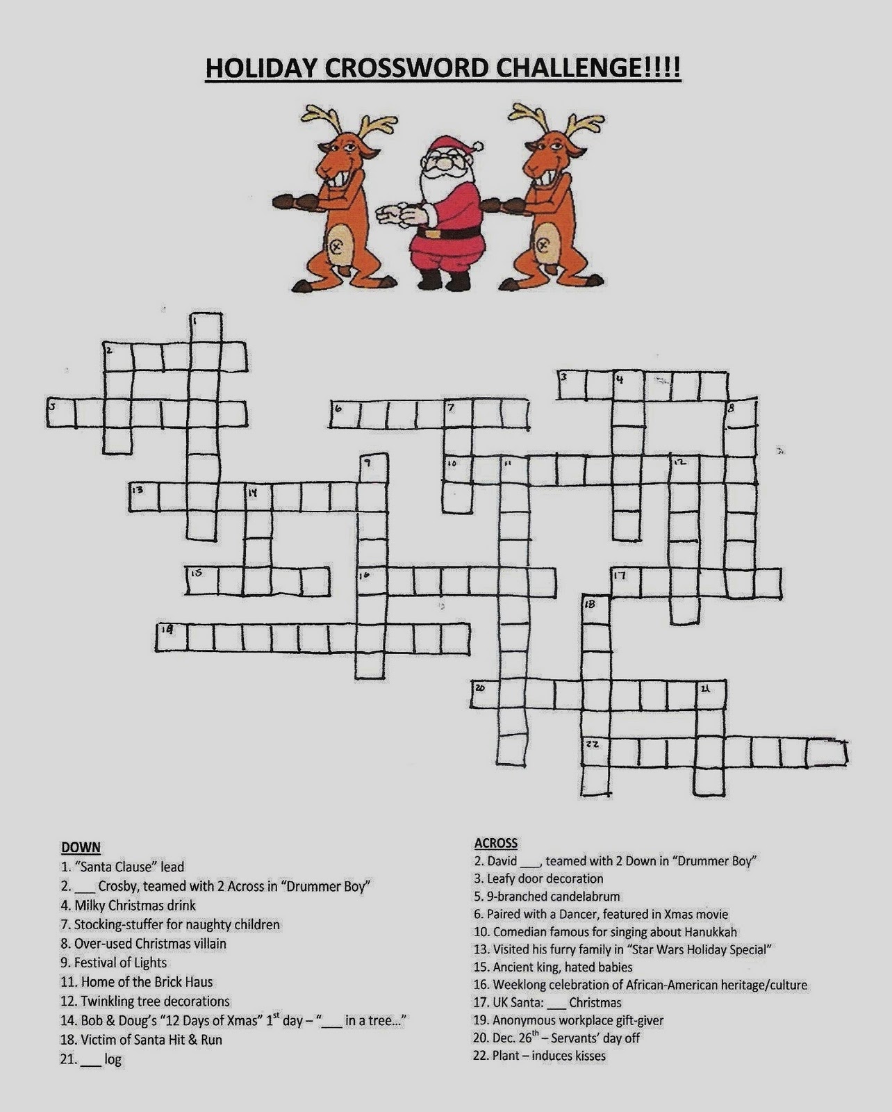 Jon s Blog Holiday Crossword Puzzle Jon s Blog Holiday Crossword Puzzle