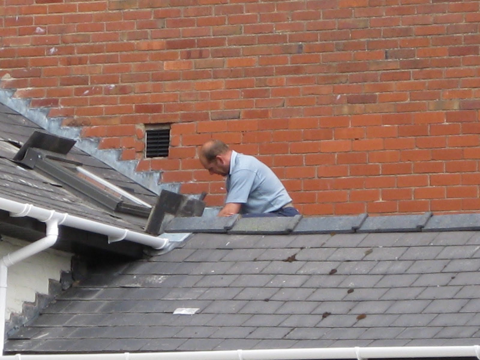 Bodlondeb is born again Day 6 Barry the roofer checks the roof for leaks