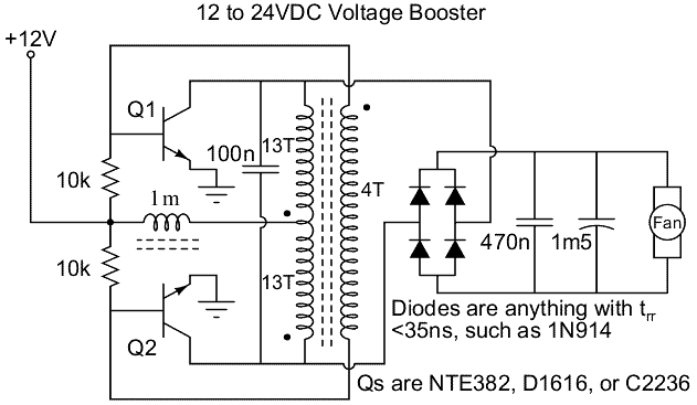 12V to 24V Simple DC Converter Circuit | Power Supply Diagram and Circuit