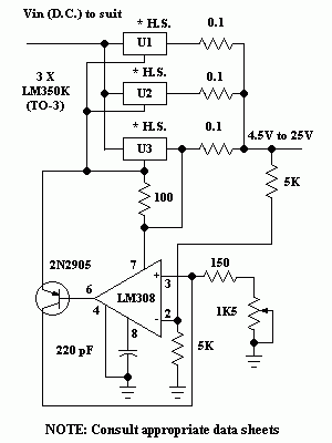 LM350 10A Variable Regulator Power Supply | Power Supply Diagram and