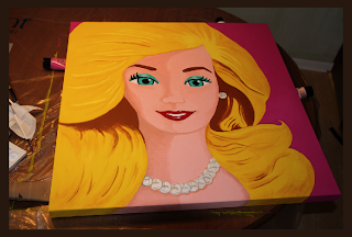cheryl oz designs: a commissioned painting : Barbie : acrylic on canvas