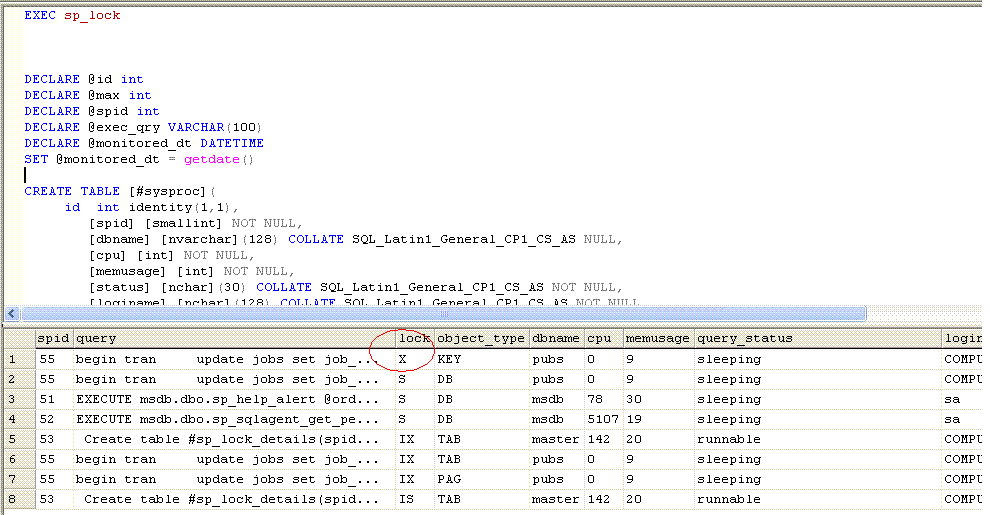 SQL and SQL only Lock monitoring SQL Server 2000