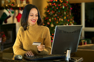 Online Shopping Desktop Wallpaper, a Woman with a Laptop
