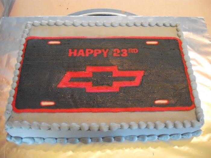 Chevy License Plate Cake