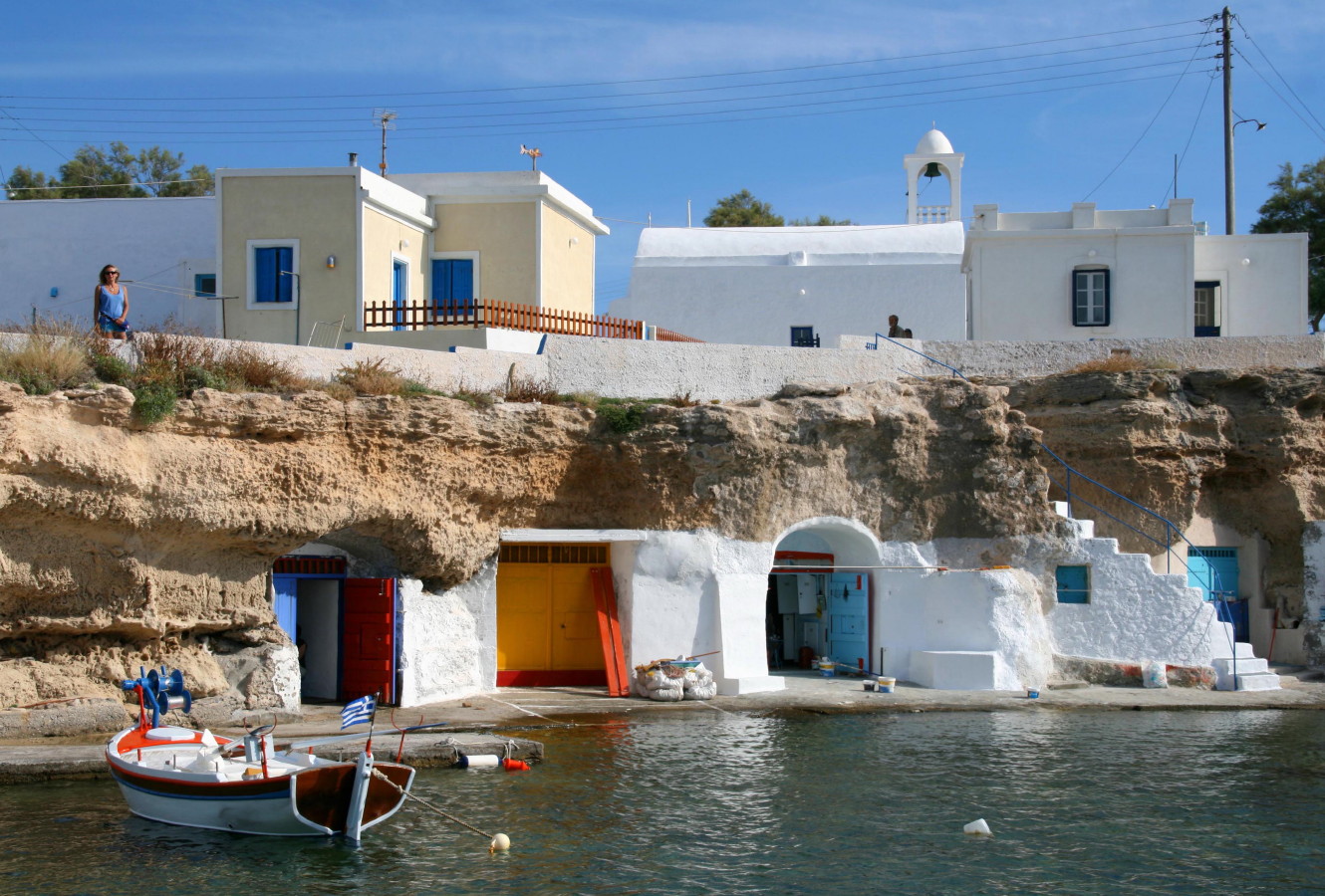 Cyclades, islands in Greece Milos; the north coast