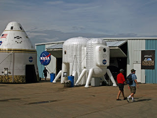 Inflatable exhibits of a lunar habitat concept and an Orion Crew capsule