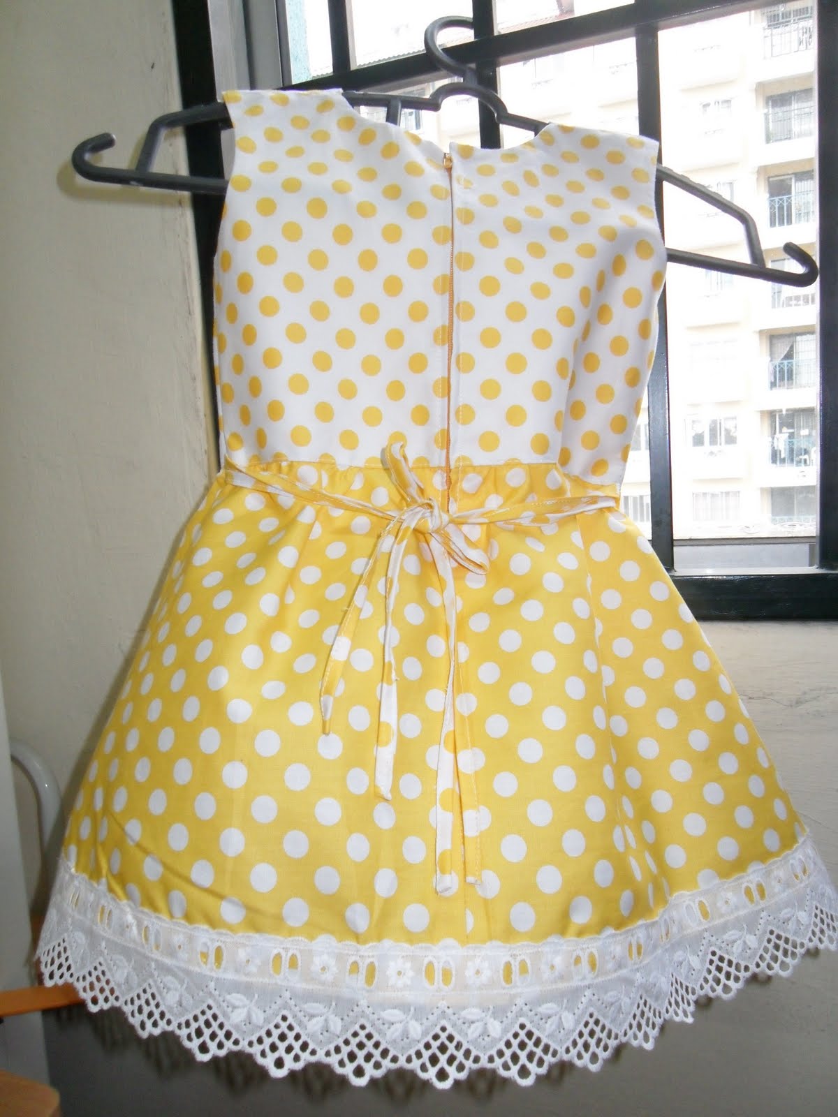Summer Baby Kids Girls Polka Dots Yellow Dress And Pants Clothing Set