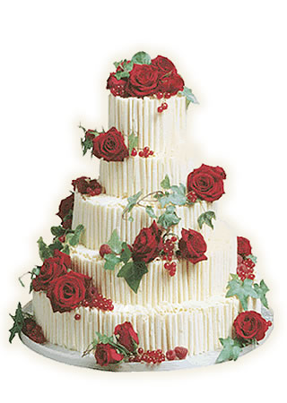 Five Tier Round Red Roses