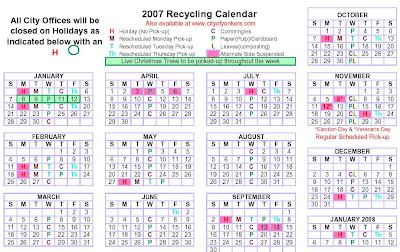Yonkers Recycling Schedule – Yonked.com: Diary of a New Home