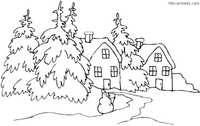 winter coloring pages house