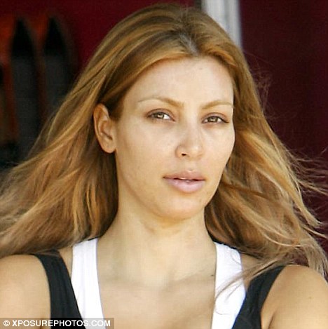 Celebrity Before And After Makeup. belowkim kardashian Kim