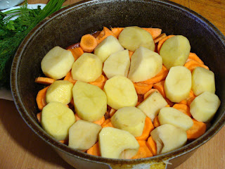 слои домлама - морковь и картофель