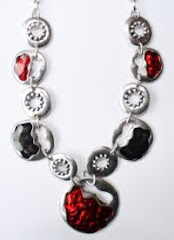 Red & Silver circles necklace