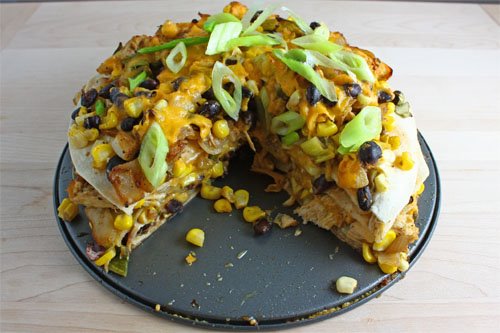 Corn and Black Bean Tortilla Pie - Sliced Corn and Black Bean Tortilla Pie - Sliced