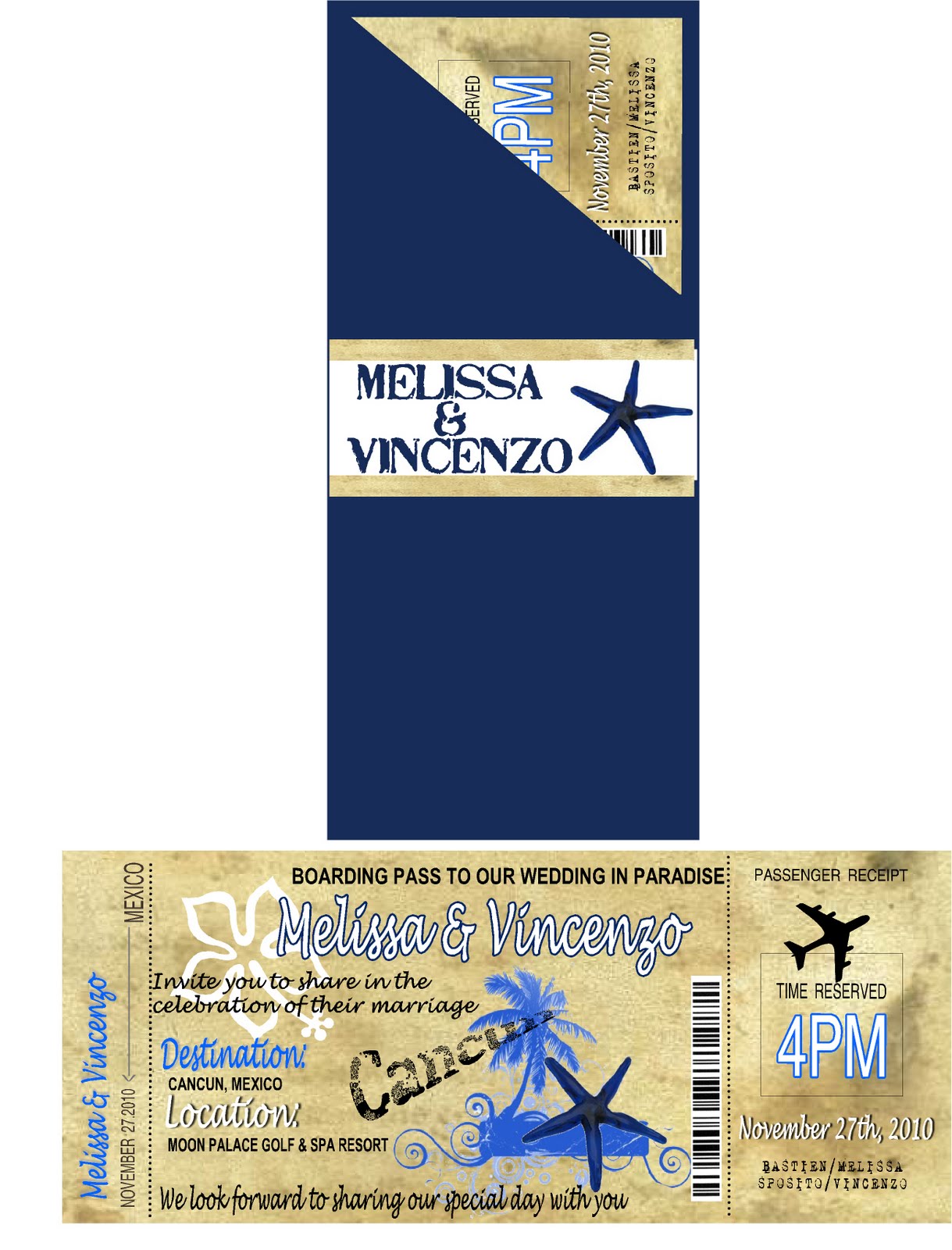 Custom Creations Party Place Melissa's Boarding Pass to Cancun