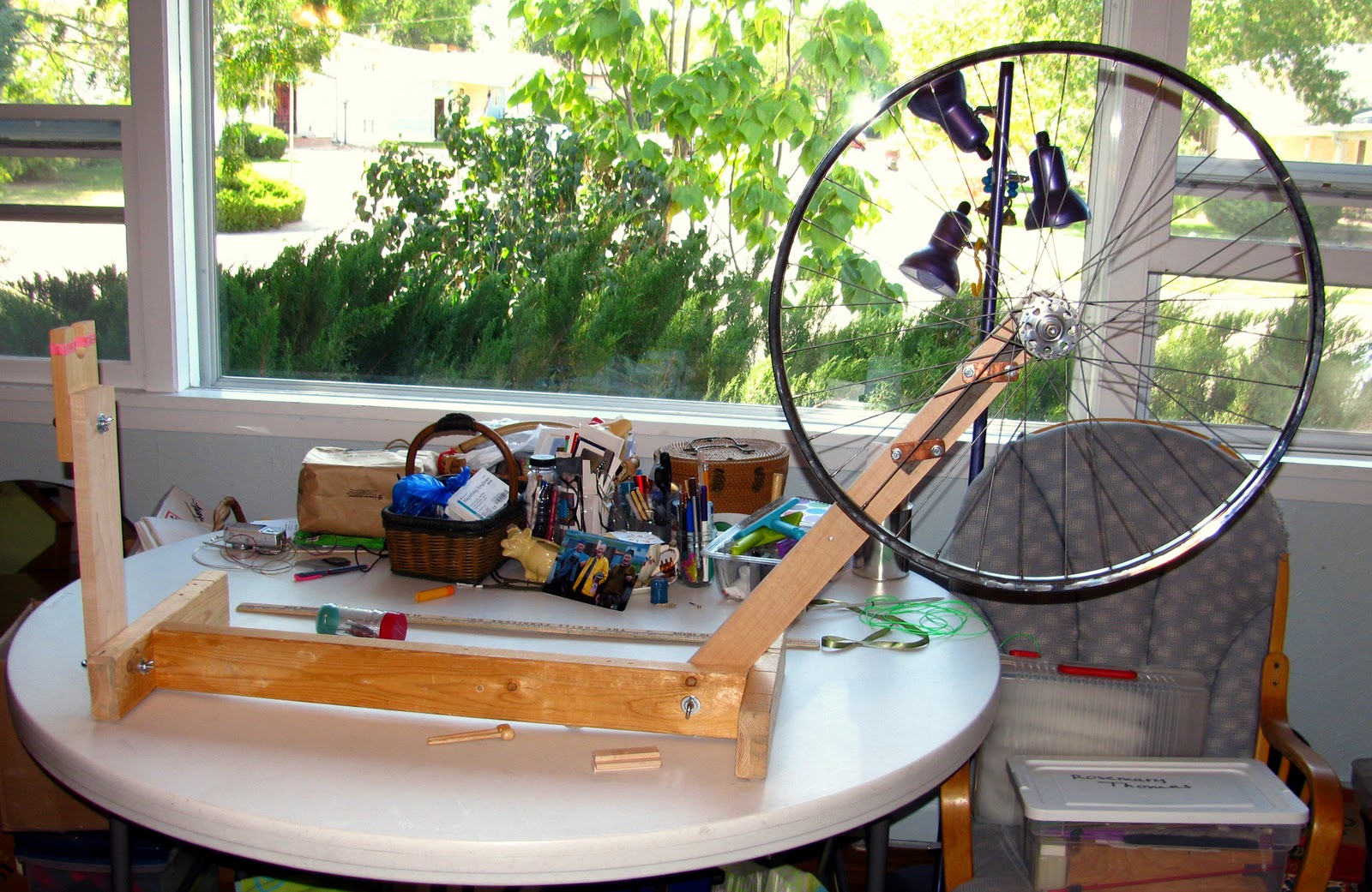 Rosemary Knits Updates to my bicycle wheel spinning wheel