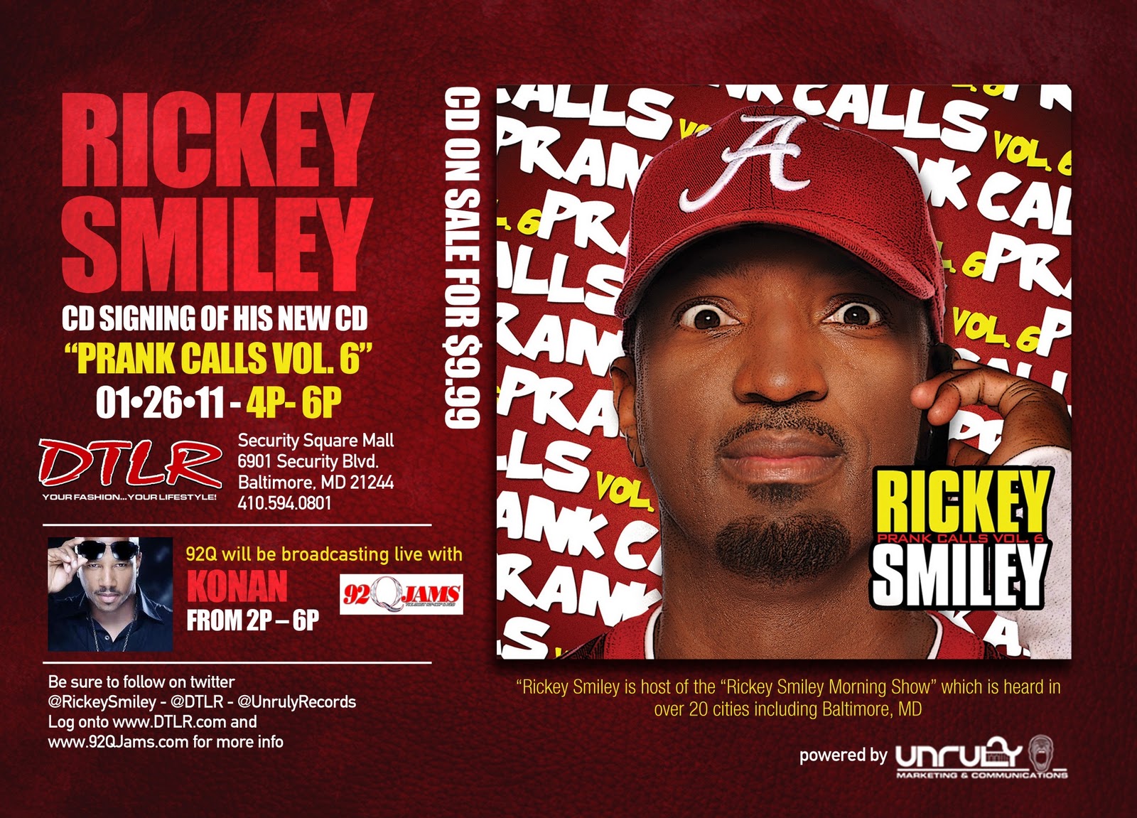 we be unruly.: 92Q'S RICKEY SMILEY TOMORROW @ SECURITY DTLR