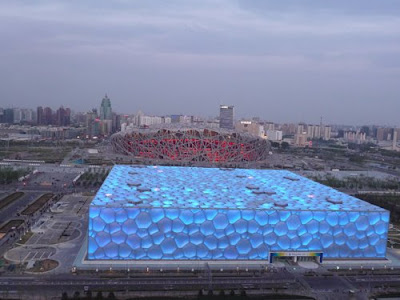 View of the Water Cube and Olympic Stadium Beijing