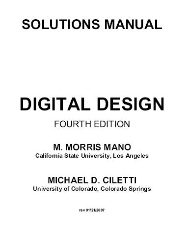 Digital Design on Free Download  Solution Manual Digital Design   4th Ed Morris Mano