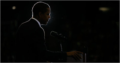 Obama at podium: silhouette