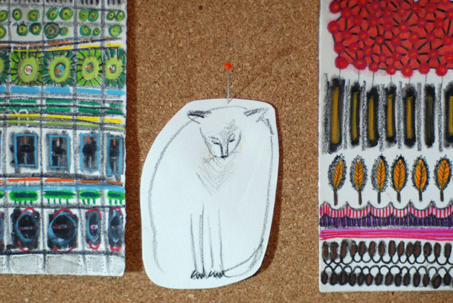 illustrations vert pistache: mur de liège/ wall of cork