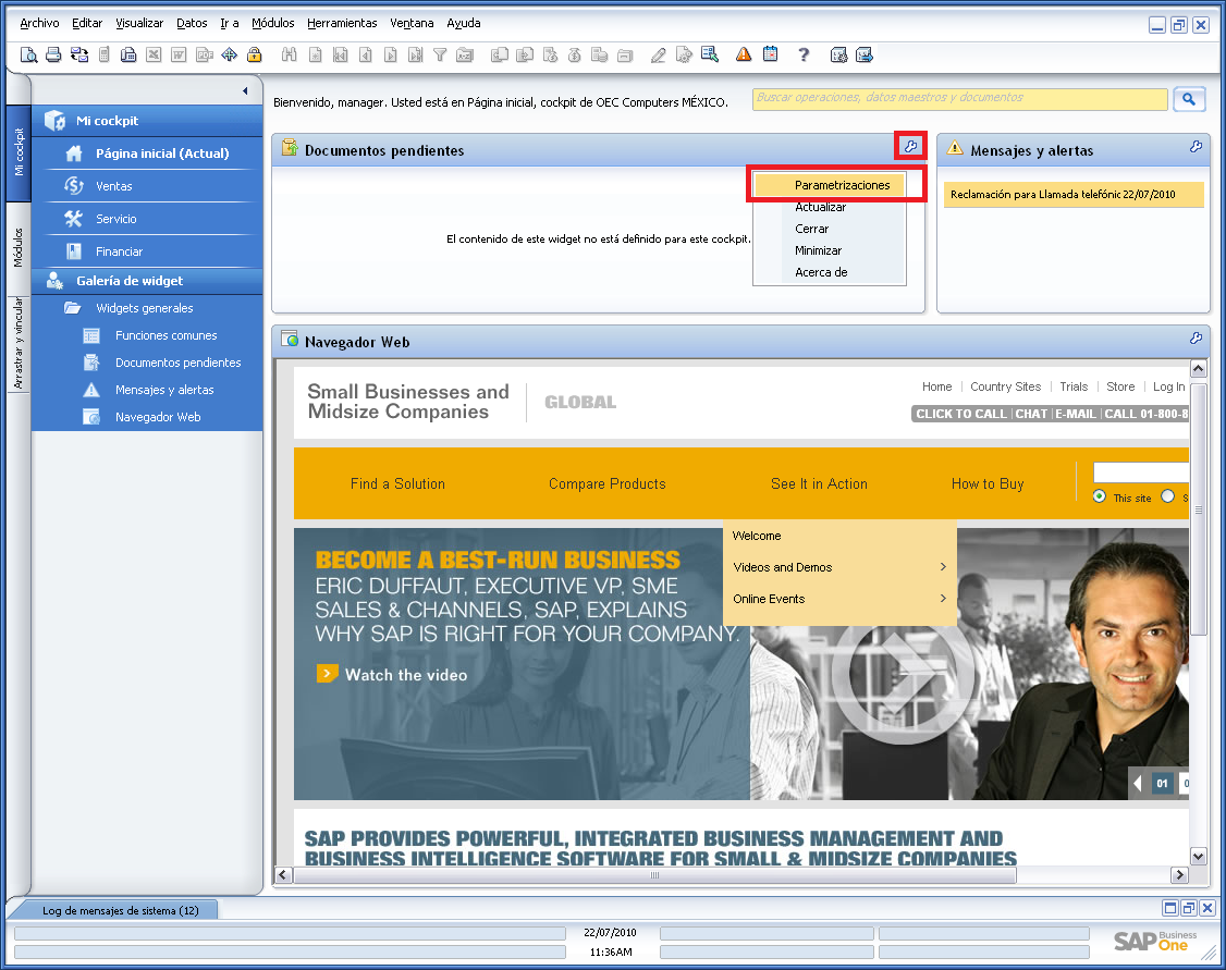 Sap Business One ... To Go: SAP BO. SAP Business One. Cockpit Parte I