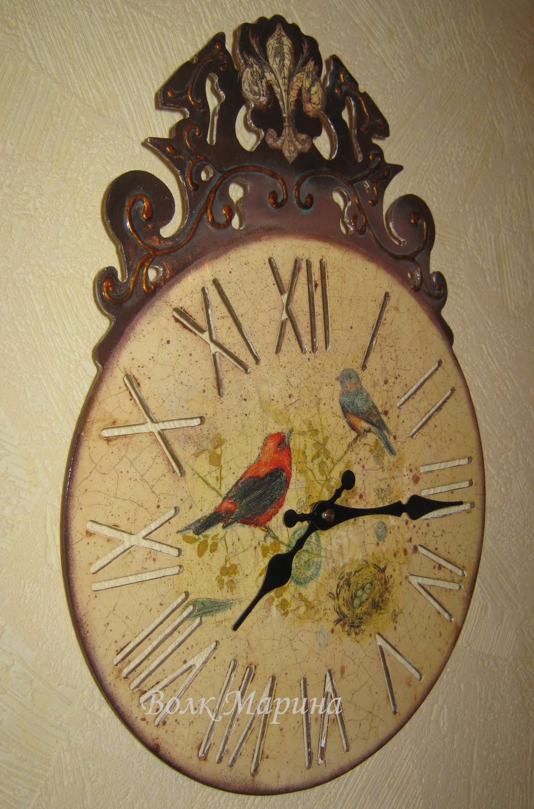 Часы птичьи трели. Часы красками.