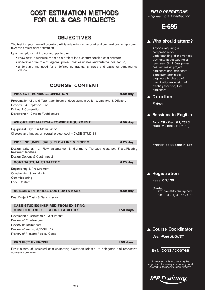 COST ESTIMATION OIL AND GAS PROJECTS visual data 6