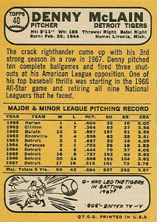 1968 Topps Baseball: Denny McLain (#40)