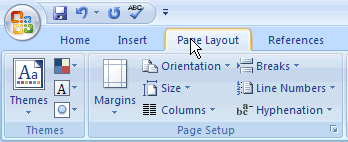 page layout tab ribbon