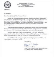 US ARMY CENTER OF MILITARY HISTORY INVITATION TO PRESIDENT STRATEGICUS INC