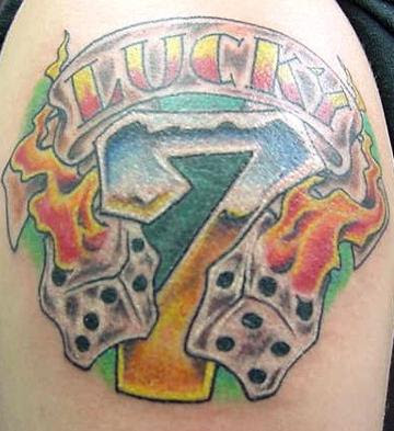 Lucky 7 &amp; Dice Tattoo Stickers by WhiteTiger_LLC.