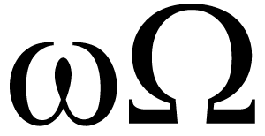 Letras Omega (mayúscula y minúscula) del alfateto griego
